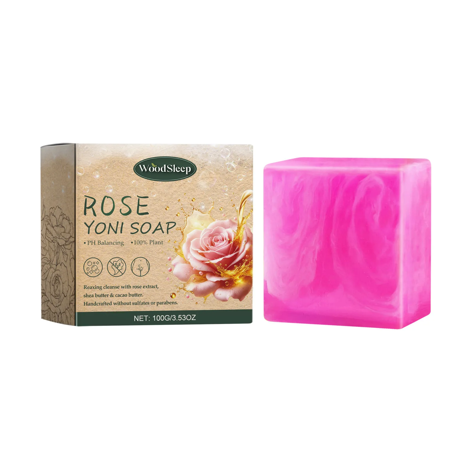 Yoni Soap Rose Yoni Soap Vaginal Wash Deodorant Vagina Smooth Tighten Reduce Itch Feminine Hygiene Cleansing