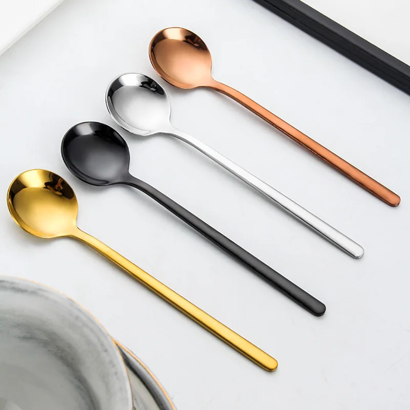 

Stirring Coffee Spoon with Long Handle, Portable Cutlery, Teaspoon, Kitchen Supplies, Creative Mixing Tableware, 2Pcs