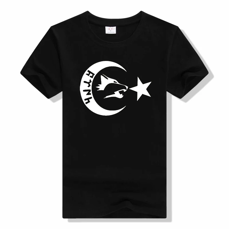 

Moon Star Flag Wolf Gokturk in Turkish Lettering t shirt men women cotton t shirt Tees Tops Female Womens T Shirt