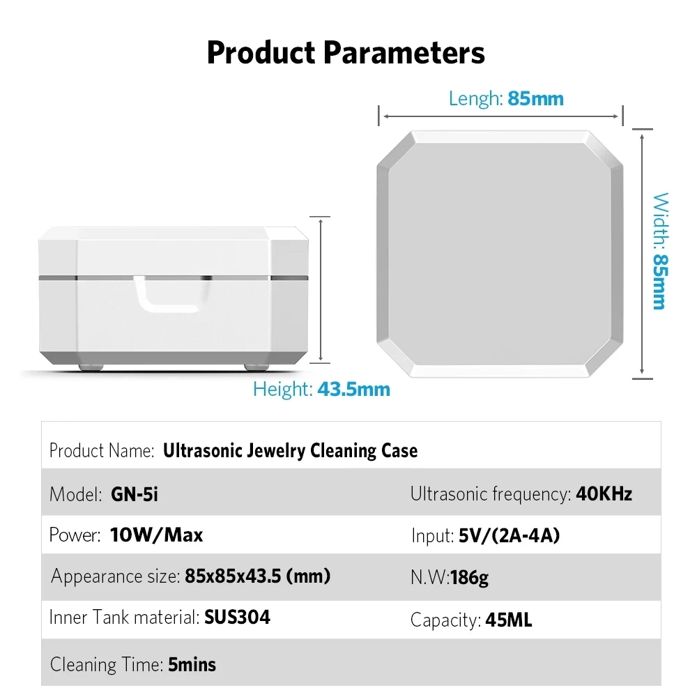 Description Picture 4 of itemMini Portable Ultrasonic Laundry Cleaner for Jewelry Watches Denture Tool Ultrasonic High Frequency Vibration Washing Bath