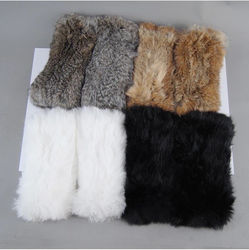 Hot Sale Winter Women Natural Real Rex Rabbit Fur Gloves Good Elastic Knitted Rabbit Fur Mittens Lady Real Rex Rabbit Fur Gloves
