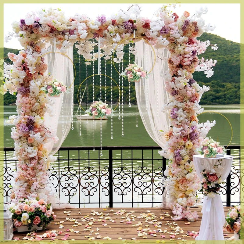 Metal flower garland Ring flower wreath hoop catcher