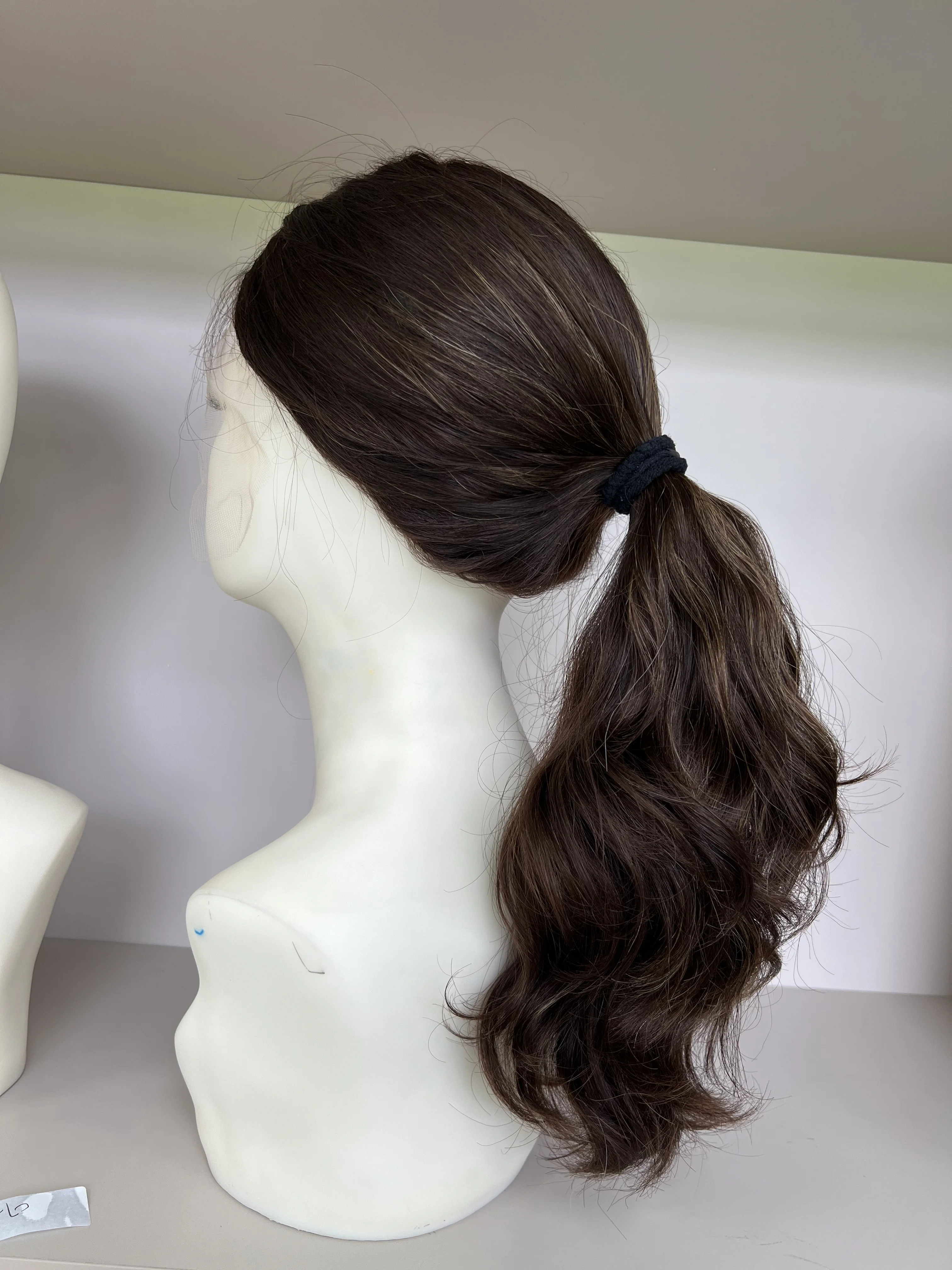 European Virgin Hair Half wig Lace Top with ponytail Wave Hair long Layer Tsingtaowigs Kosher Wig For Women
