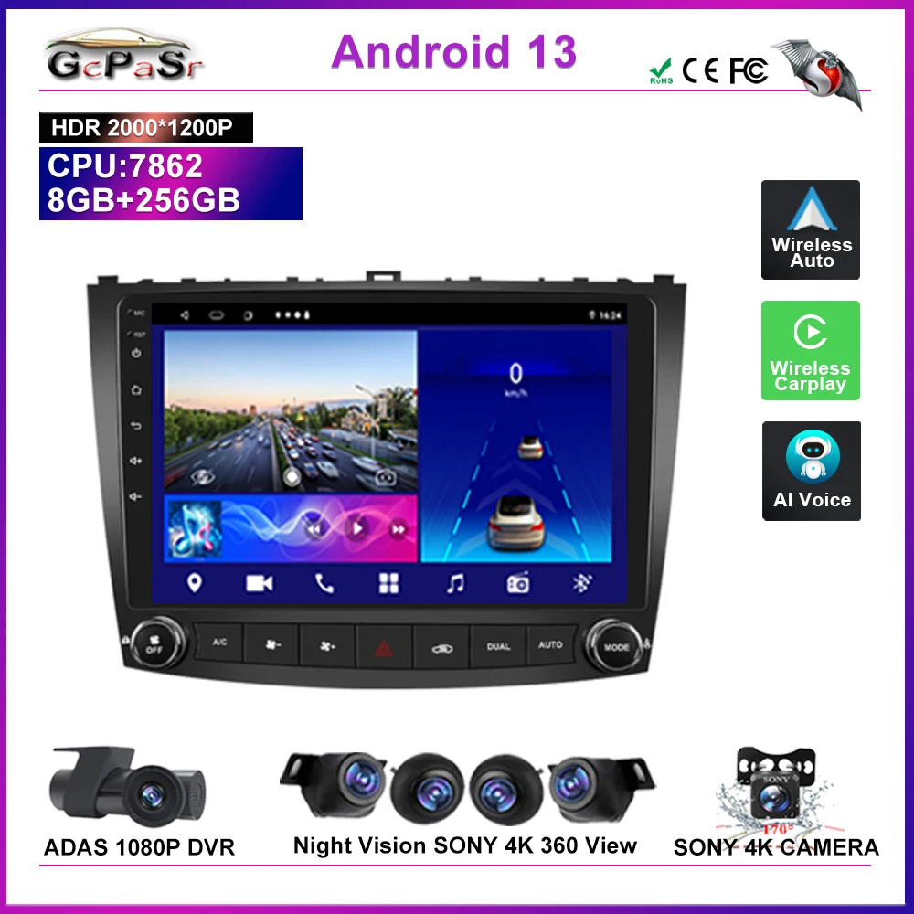 

Car Android 12 For Lexus IS250 XE20 2005 - 2013 Radio Multimedia Head Unit Player Screen No 2Din Navigation GPS Carplay DVD BT