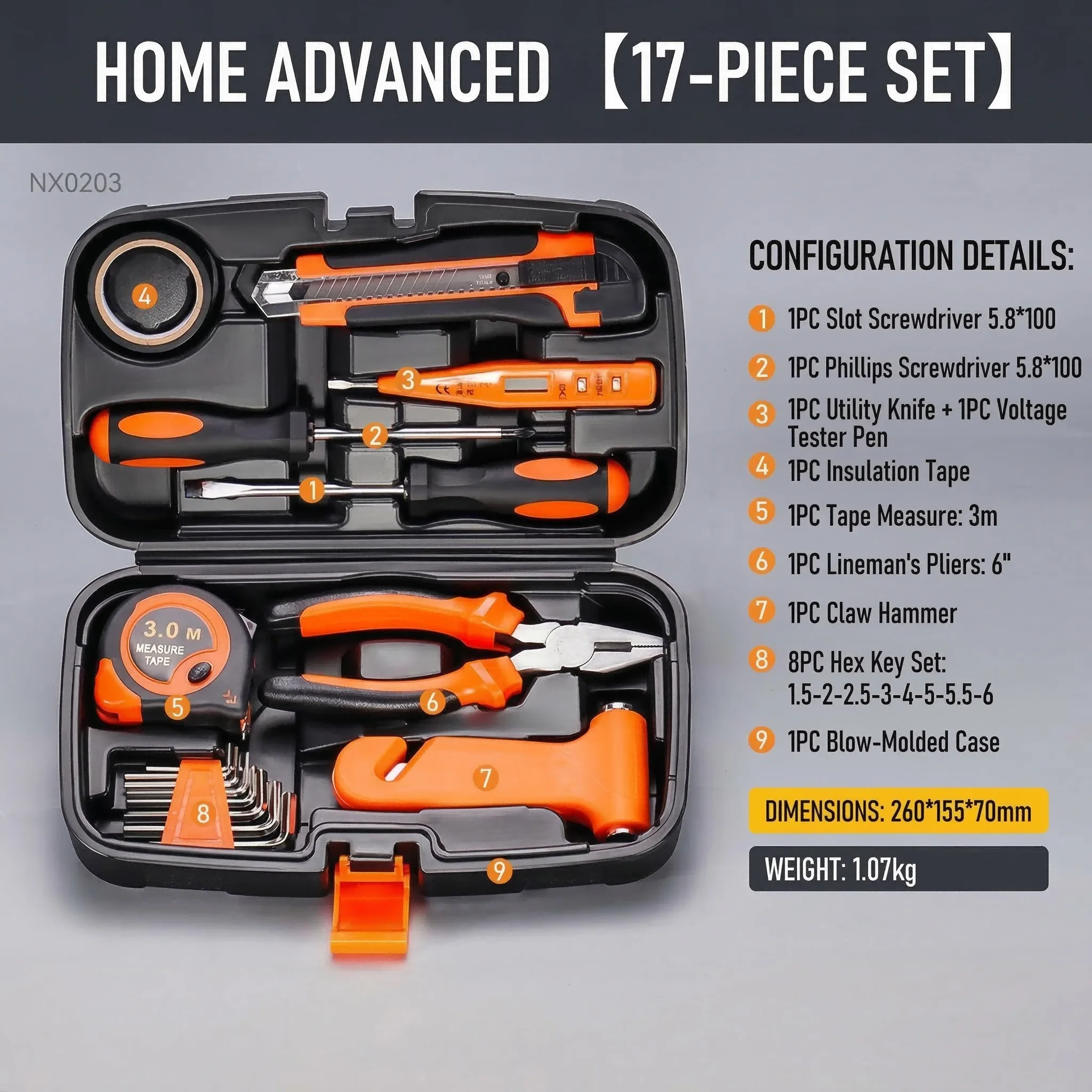 Full Set Household Tool Kit Mini Tool Set Multifunctional with Pliers Wrench Screwdriver Scissors and Combination Tools - 4