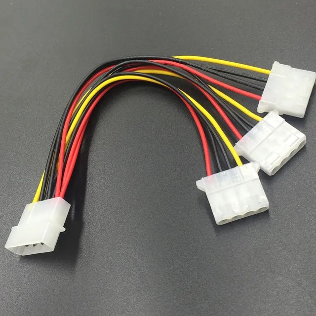 New 4 Pin IDE 1-to-3 Molex IDE Power Supply Y Splitter Exentsion Cable Cord New