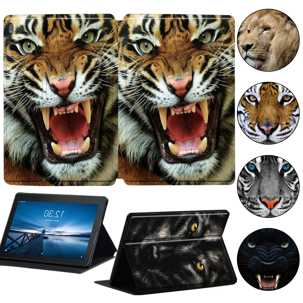 Beast Animal Tablet Case For Lenovo Tab M7/M8/M10 Fhd Plus/Lenovo Tab E10/Tab M10 High Quality Leather Stand Cover Case + Stylus