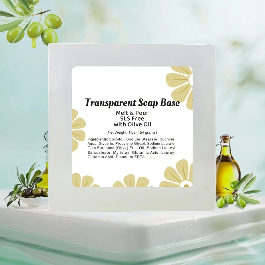 Transparent Glycerin Soap Base 1 Pack 1LB/454g DIY Handmade Soap Add Natural Olive Oil Moisturizing Melt and Pour Base
