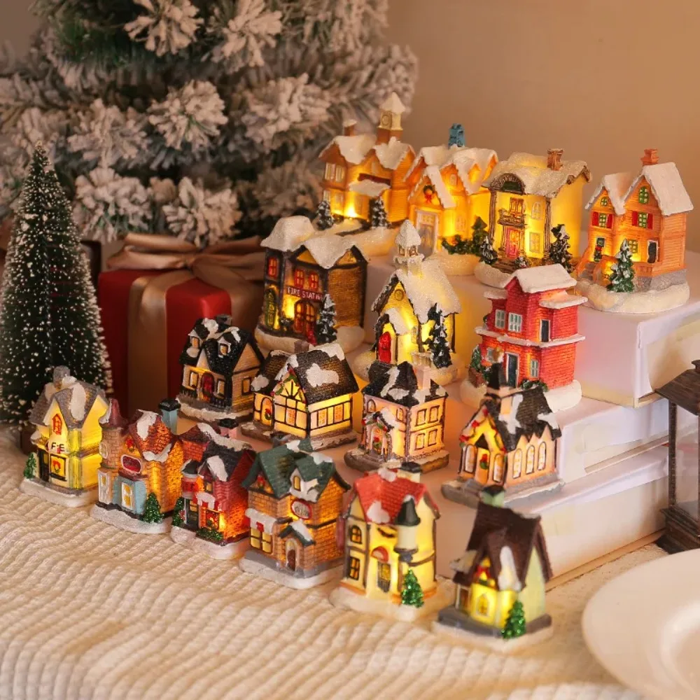 Resin LED Christmas Miniature House Decor
