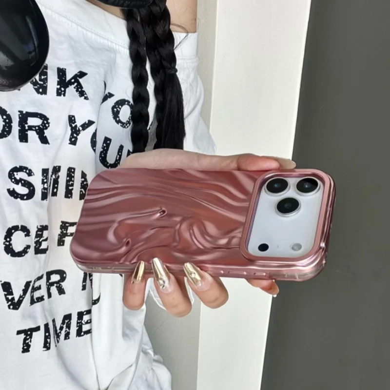 Luxury Plating Water Ripple Shockproof Phone Case - Glossy Matte Silicone Cover