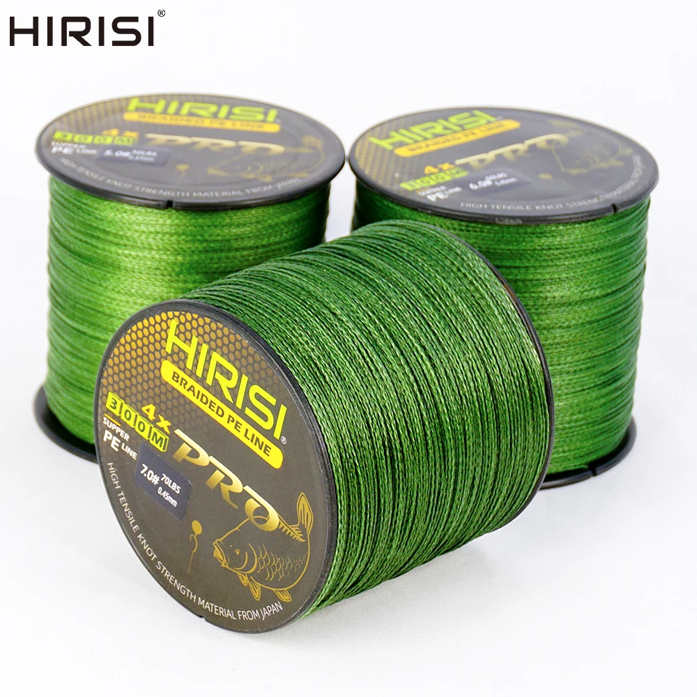 Hirisi Carp Fishing Line 4 Strands 300M Braided PE Line 15-70LB Multifilament Fishing Smooth fishing line