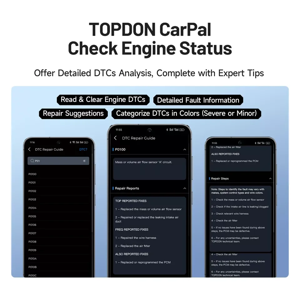 TOPDON Carpal OBD2 Scanner Bluetooth for Car All System Diagnostic Tool iOS Android Vehicle Health Check 6 Reset Services 5