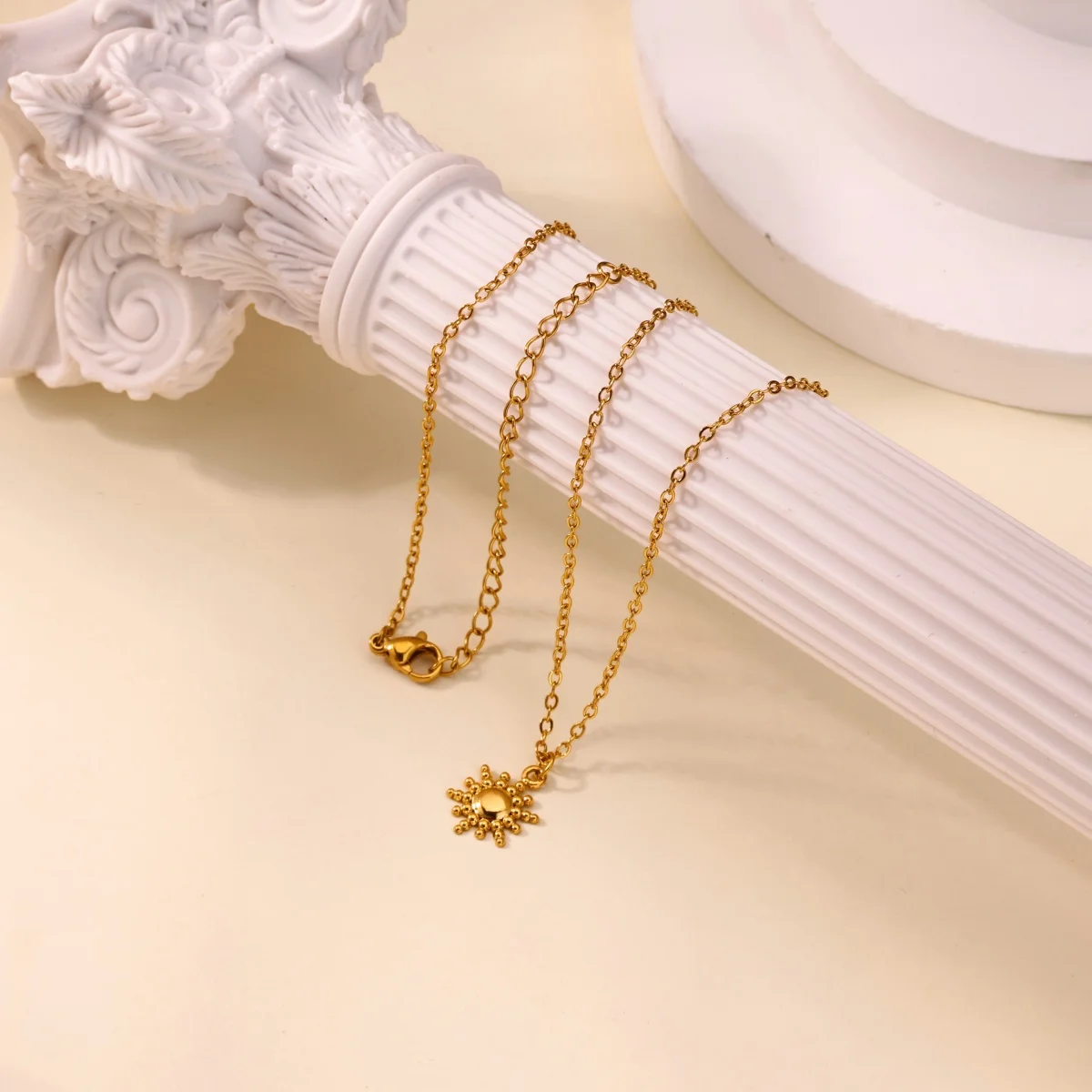 Stainless Steel Geometric Sun Necklace For Women