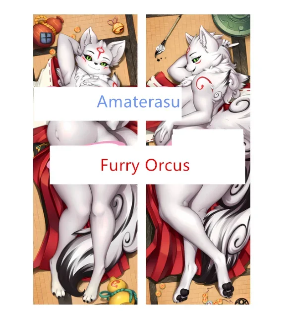 

2WAY Amaterasu Furry Orcus Anime Cosplay Double-sided HD Dakimakura Hugging Pillow Case Body Pillow Otaku Cushion Cover Sofa