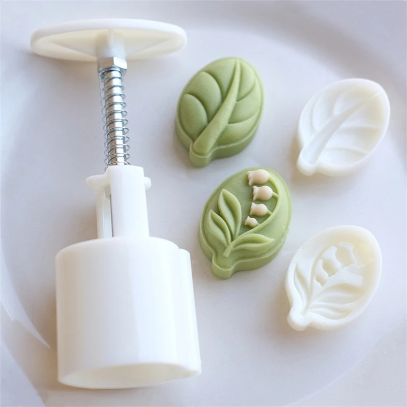 

Leaf Shaped Cookie Stamps Moon Cake Makers Mid-Autumn Festival Pastry Tool