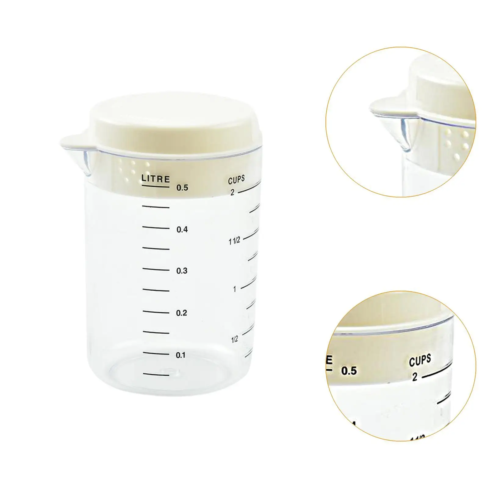 Measuring Cup with Scale 500ml Clear Practical Measure Jug with Cover Kithchen Gadgets for Tea Shop Home Tea Hot and Cold Water