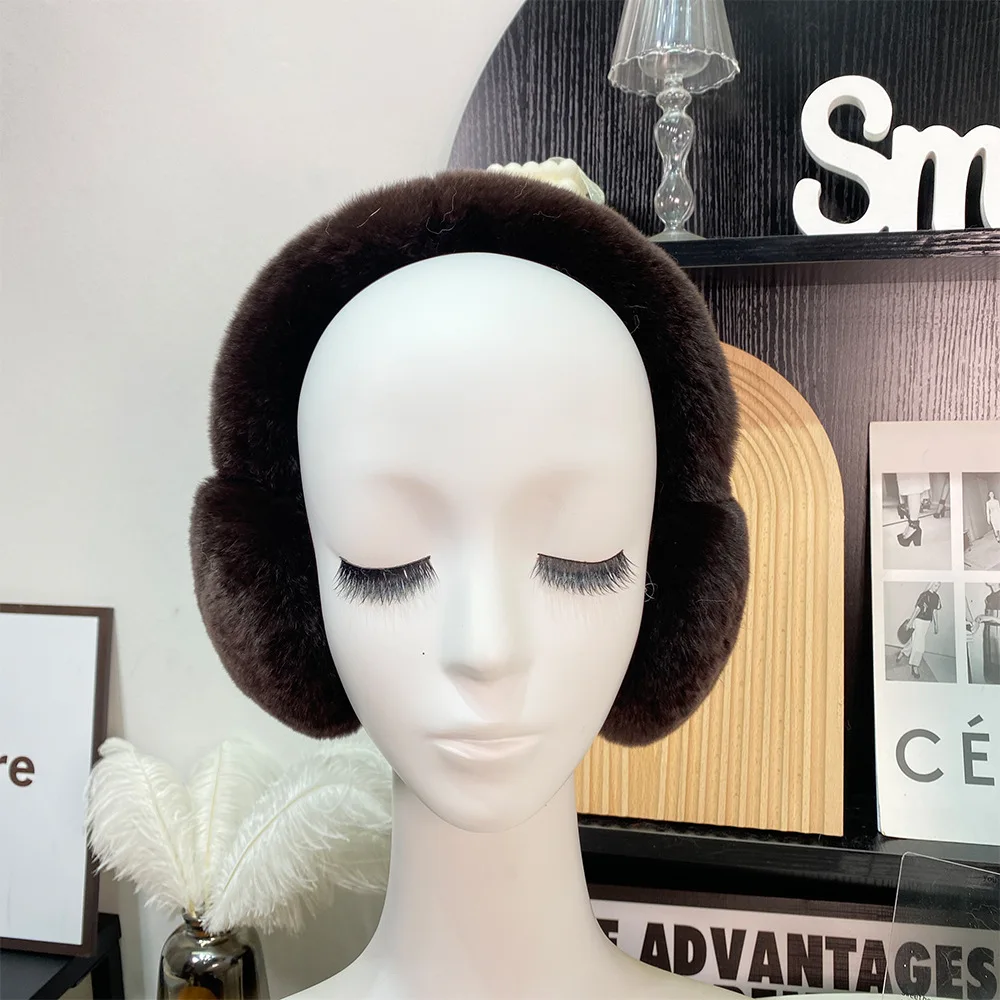 Mode Natürliche 100% Rex Kaninchen Earthuff Russland Winter Warme Frauen Echtpelz Earthuffs Mädchen Earlap_voghion.com