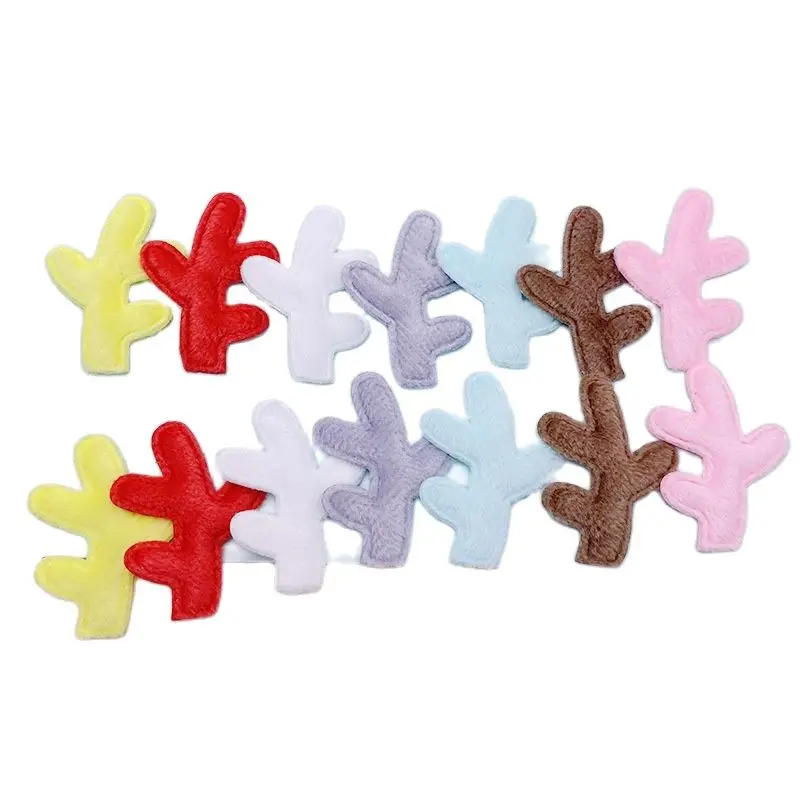 50 Stück 2,8*3,5CM beidseitig gefilzte 3D-Hirschgeweih-Applikationen für DIY-Weihnachtsornamente, Haarspangen-Dekoration, Aufnäher – Detail 1