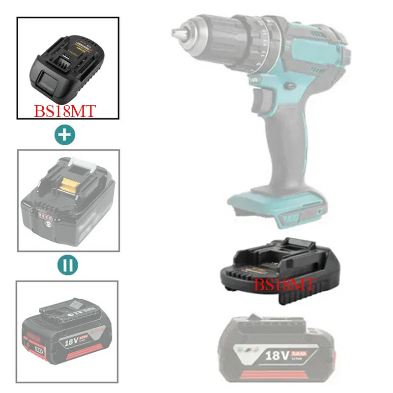 Battery Adapter Convertor Battery Converter Adapter BS18MT Li-ion Battery Adapter Converter USB Power Bank For Bosch BAT618 BAT619G BAT620 For Makita 18V Lithium Tool BL1830