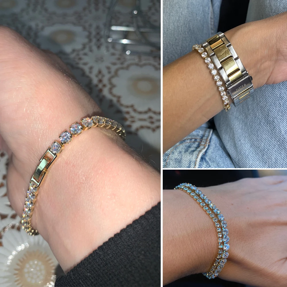 Damen-Tennisarmband, Hip-Hop, trendig, AAA+, kubischer Zirkonia, silberfarben, Teenager-Kristallkette am Handgelenk, Hochzeitsschmuck H027 – Detail 5