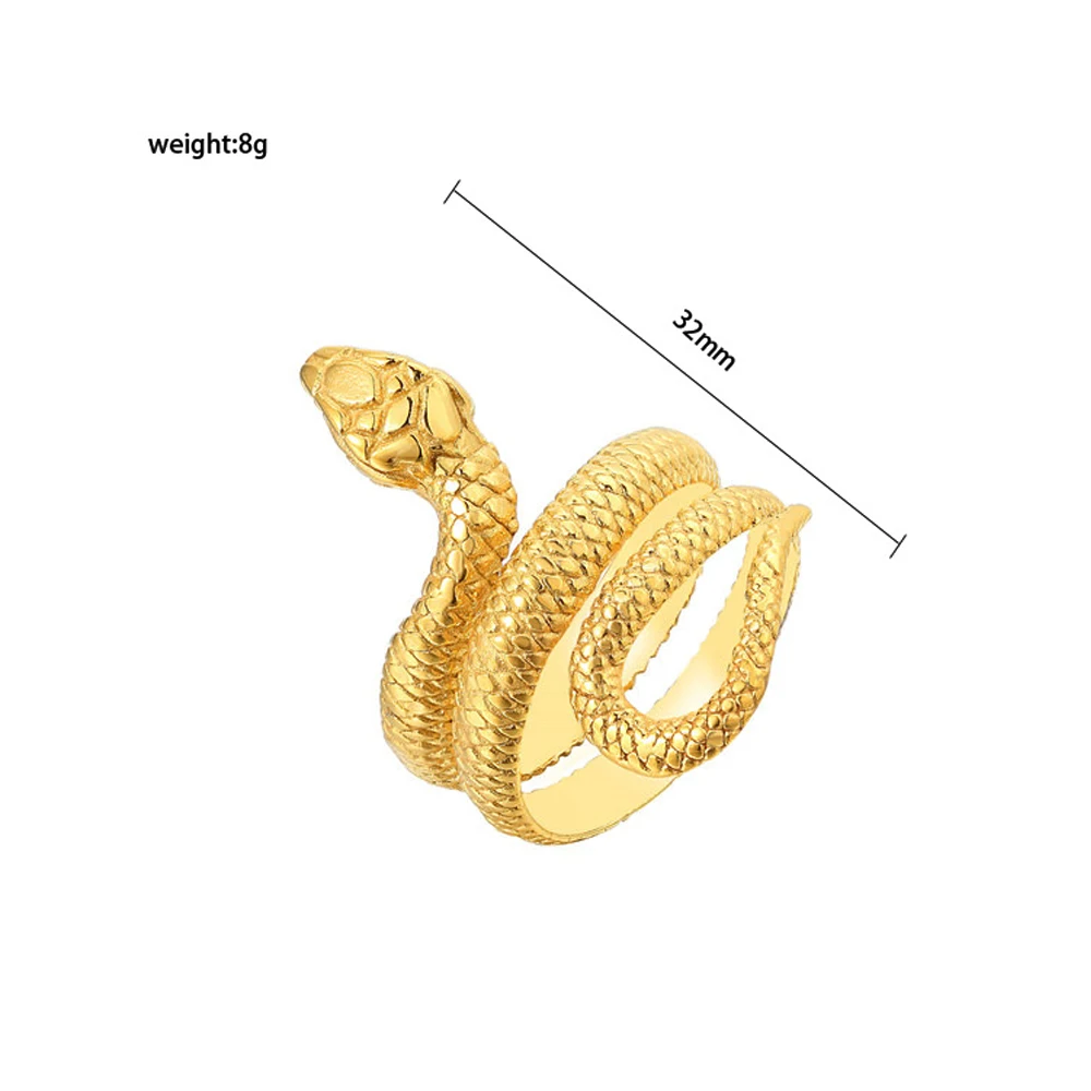 Gold Color Rings Couples Rings Stainless Steel Ring Finger Ring Gold Color Ring Animal Ring Simple Stainless Steel Snake Ring For Men Women Punk Hip Hop Fashion Couple Ring Men's Gold Color Jewelry