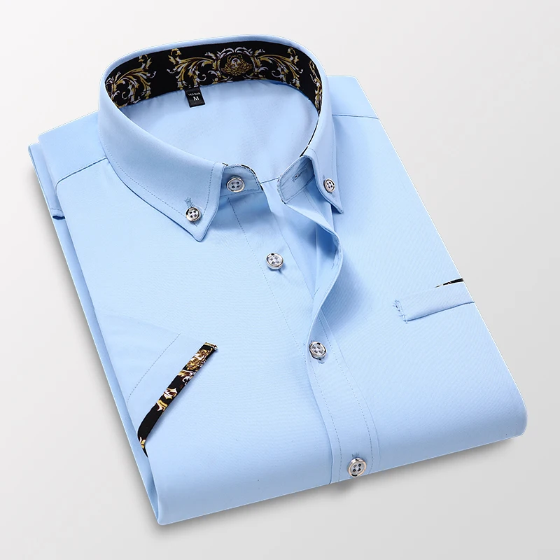 Men's clothing Arrival Men Shirt Fashion Causal Short Sleeved Male Dress Social Business Brand Shirt Soft Weeding White Shirts