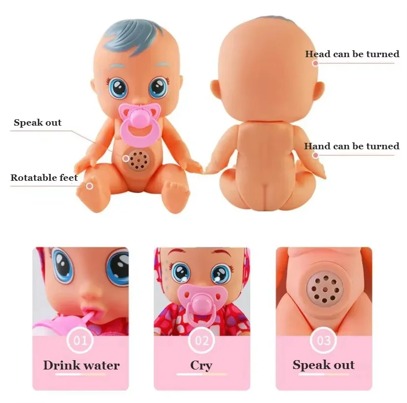 8inch 3D Weeping Babies Unicorn Reborn Doll Creative Cute for Girl Christmas Gift