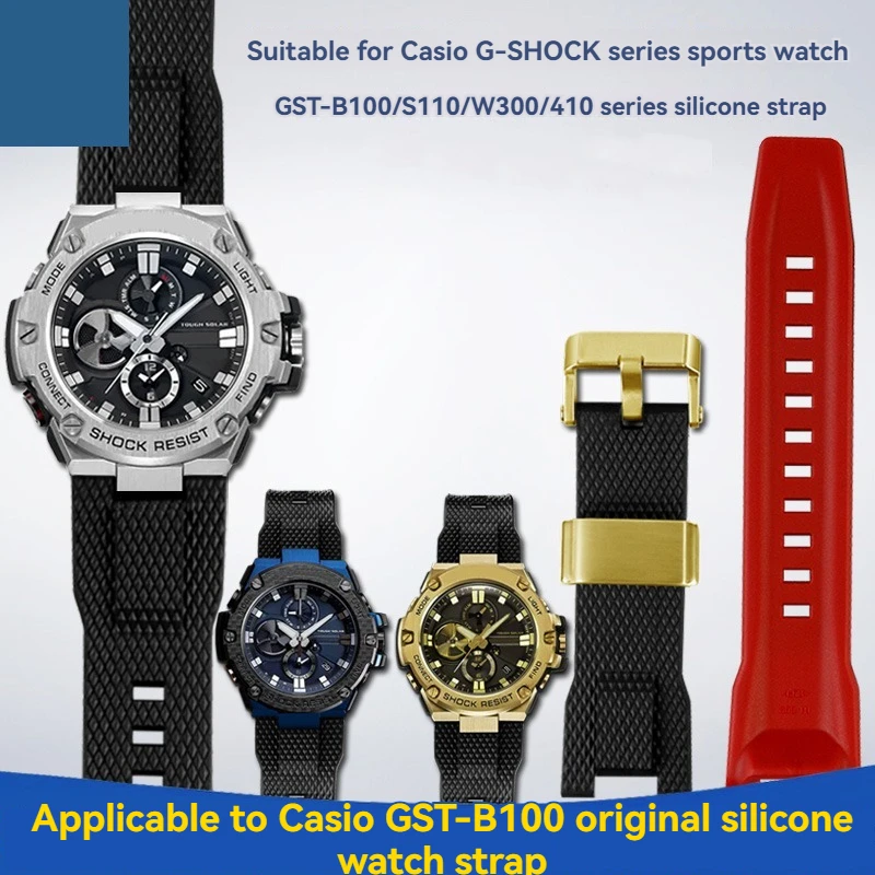 Per Casio G-Shock Watch Band Gst-210 Gst-W300 Gst-400G Gst-B100 S100D/S110D/W110 Series Metal Circle Resin Rubber Strap Men
