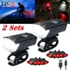 2PCS USB Rechargeable Bike Light Set Front Light with Taillight Easy to Install 3 Modes Bicycle Accessories for the Bicycle 1