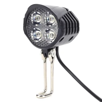 E-Bike Clacson Light Elettrico 36V 48V 60V Bicicletta 4 LED Faro 12W 18W Impermeabile 2 in 1 Corno e Interruttore Della Luce Torcia Della Bicicletta