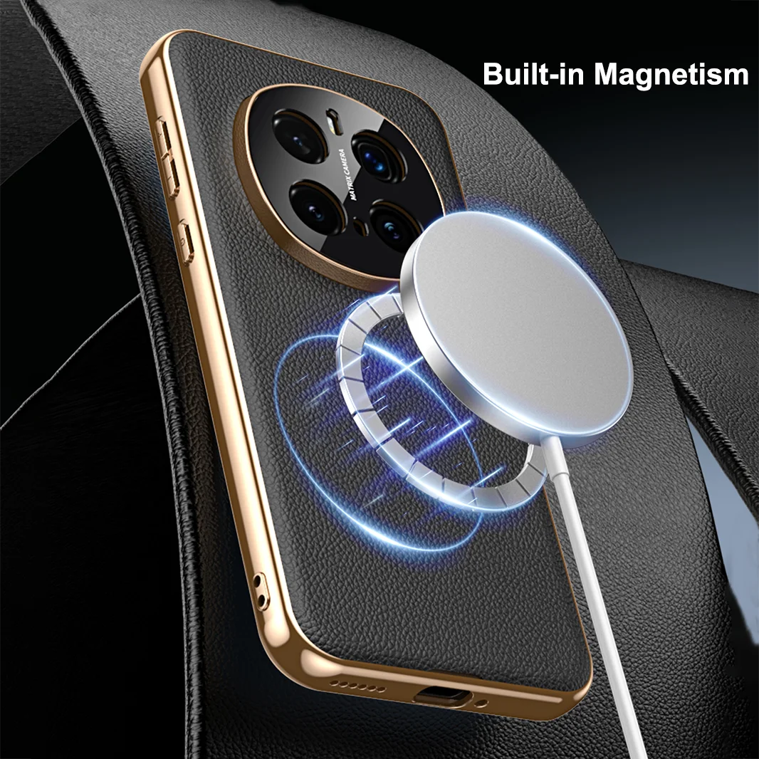 Premium Top Grain Genuine Leather Case with Magnetic Camera Protection - Plated Soft Cover Shell