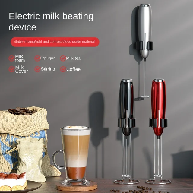 Montalatte portatile da cucina Potente macchina per schiuma elettrica con supporto Alimentato a batteria Frullatore per schiuma Miscelatore per bevande per caffè 2