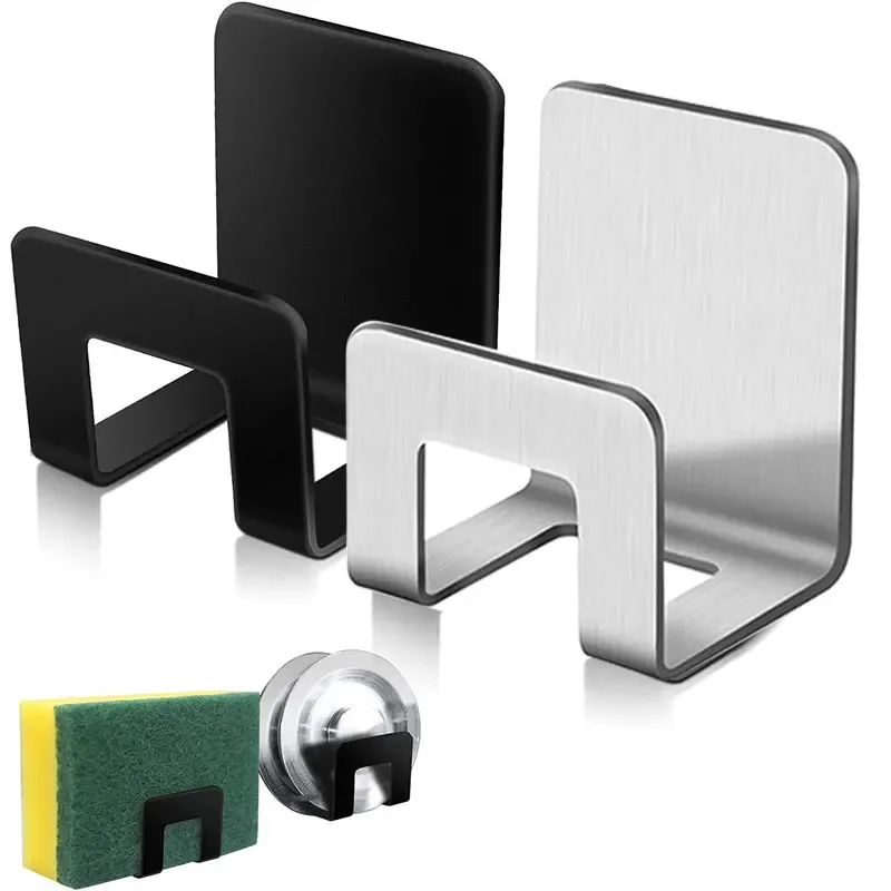 Stainless Steel Sink Tray Drainer Rack Kitchen Sink Sponge Holders Self Adhesive Hook Storage Holder Kitchen Wire Rag Organizer kitchen storage rack sink sponge rack dish drying rack sink sponge holder sink drain rack under sink storage rack kitchen drain basket under sink organizer