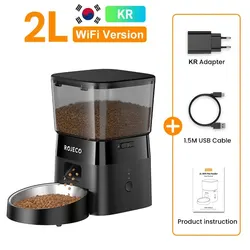 ROJECO Smart WiFi Pet Food Dispenser with Remote Control (Black With KR Plug)