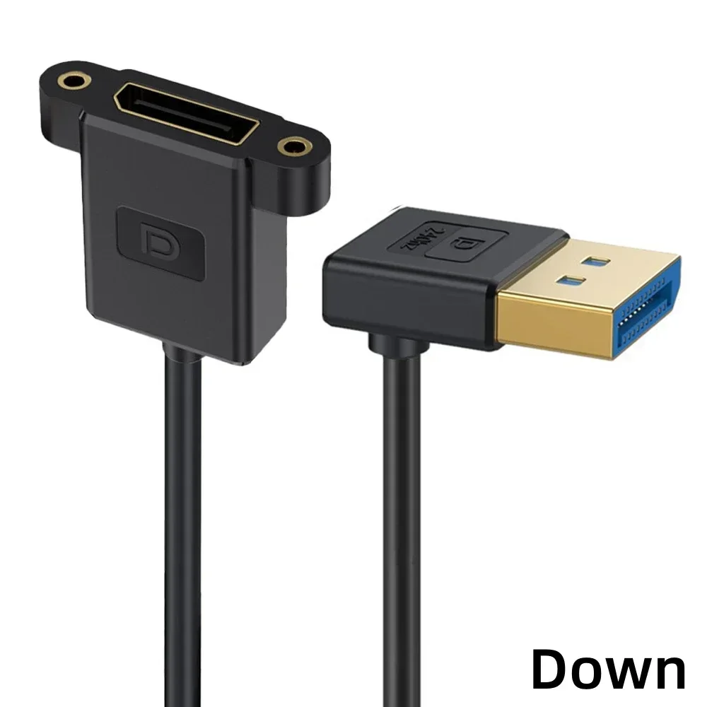 0.3M Angle DisplayPort 1.4 Extension Cable - 8K60Hz/4K144Hz Thin Cord