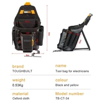 TOUGHBUILT NO.TB-CT-34 Small Electrician Pouch Multi-functional Portable Storage Bag Electrician's Special Tool Bag Toolkit 2