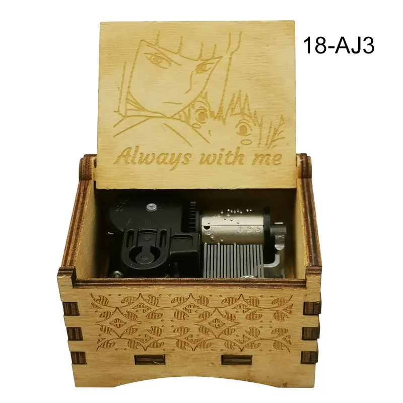 Spirited Chihiro Away Wooden Music Box Always-With-Me Laser Engraving Clockwork Type /Hand-operated Type Home Decoration Gift