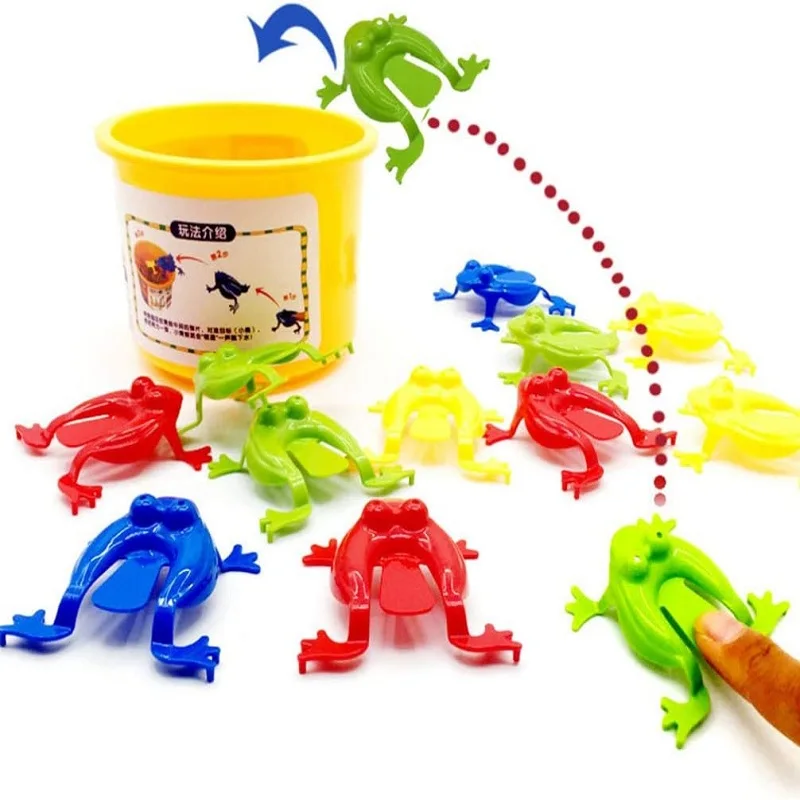 

12 Pcs Jumping Frog Fidget Toy Finger Pressing Funny Bouncing Frog with A Bucket Stress Reliever Toys For Kids Birthday Gift