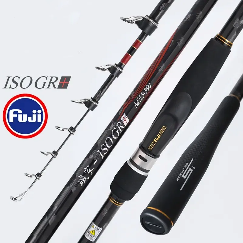 Fuji Iso Gr + Iso Carbon Rock Canna Da Pesca 5.5 #7 # Muslimb 198G Super Hard Long Casting Asta Telescopica Canna Galleggiante Scorrevole