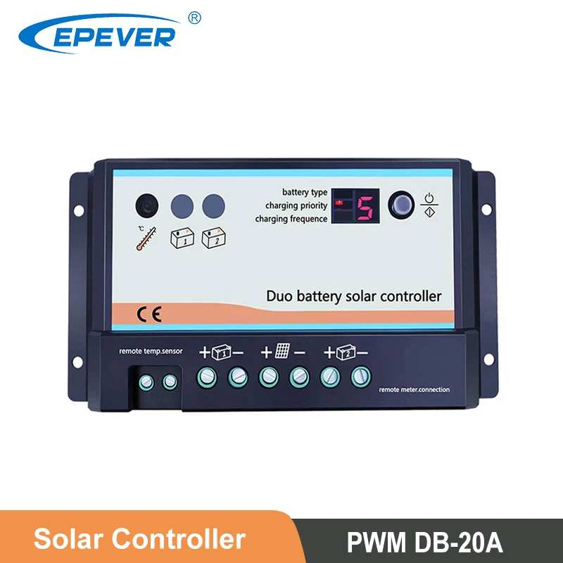 Epever Pwm 20A Regolatore Di Carica Solare A Doppia Batteria 12V 24V Regolatori Solari Automatici Due Sistemi Solari Adatti Per Sistema Rv Db-20A