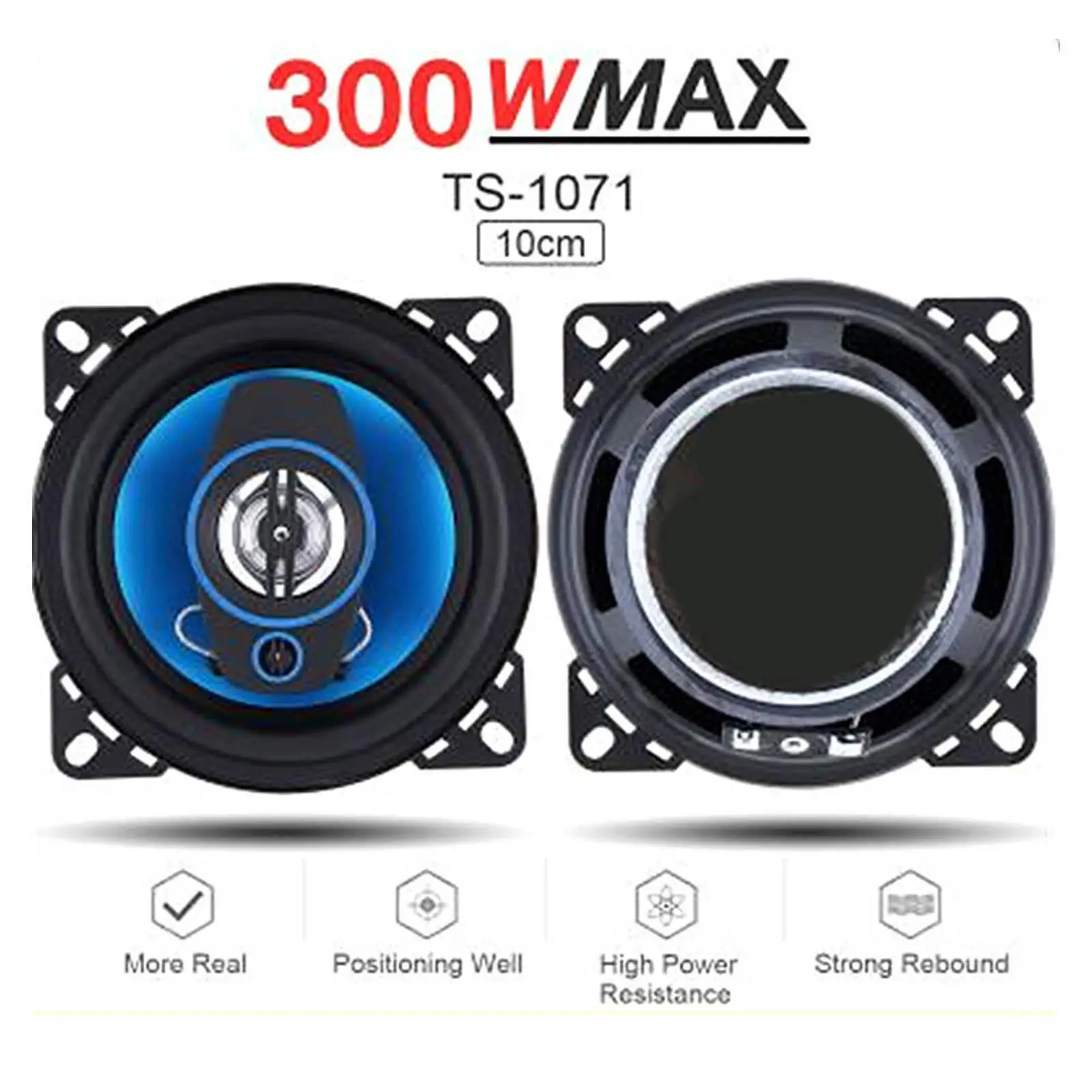 2x 4 inch 300 Watts High Performance Component Accessories Full Range Black