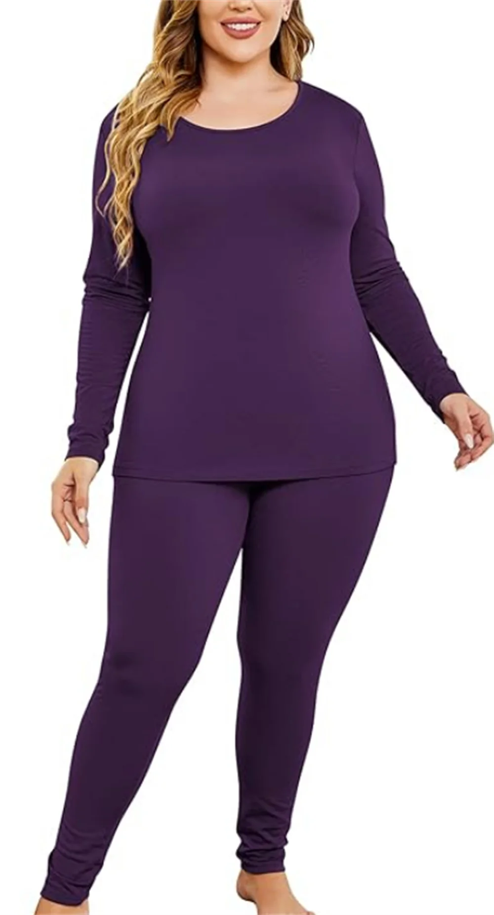 Women&rsquo;s Plus Size Thermal Long Johns Sets Fleece Lined 2 Pcs Underwear Top & Bottom Pajama Set 2X 3X 4X