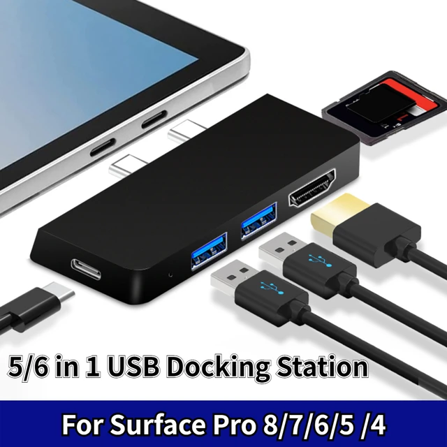 For Microsoft Surface Pro 8 7 6 5 4 Hub 5/6 in 1 USB Docking Station with  4K HDMI-compatible USB 3.0 Memory Card Slot Reader - AliExpress