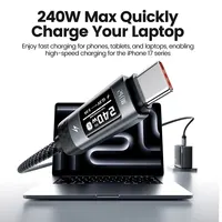 Зарядное устройство для телефона с OLED-дисплеем, 240 Вт, сверхбыстрое настенное зарядное устройство PD3.1 с цифровым экраном для MacBook iPhone 17 16 Pro Samsung — изображение 3