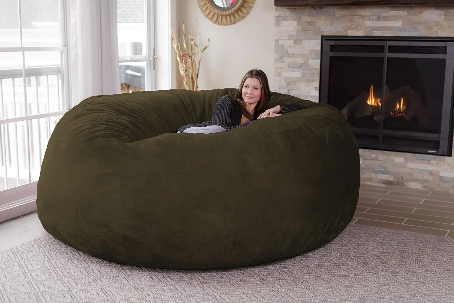 

Chill Sack Bean Bag Chair: Giant 8' Memory Foam Furniture Bean Bag - Big Sofa with Soft Micro Fiber Cover - Olive