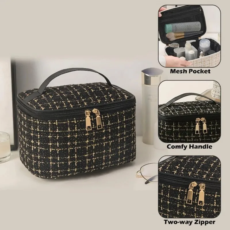 2024 New Women's Bag Knitted Style Makeup Bag Portable Portable Portable Makeup Bag Fashionable Large Storage Bag BX101