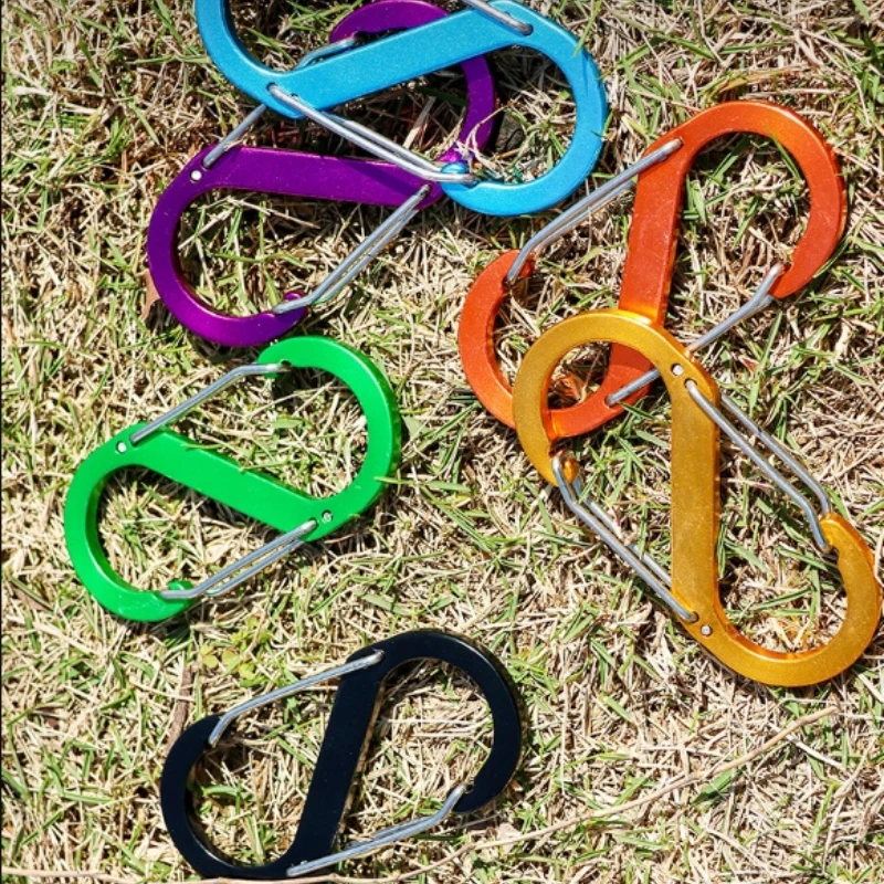 Big Aluminium Alloy S Type Carabiner With Lock Large Size Keychain Hook Anti-Theft Outdoor Camping Backpack Buckle Key-Lock Tool