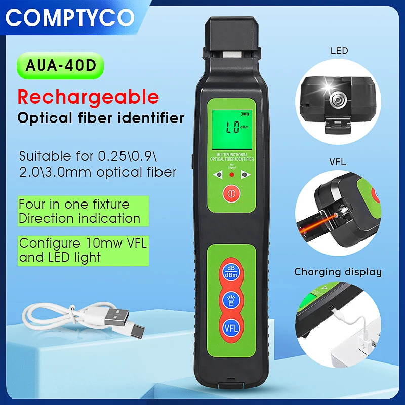 COMPTYCO AUA-40D/40A Optical Fiber Identifier (Built in LED Lighting and 10mw VFL) Live Fiber Identifier Detector Fiber Tester