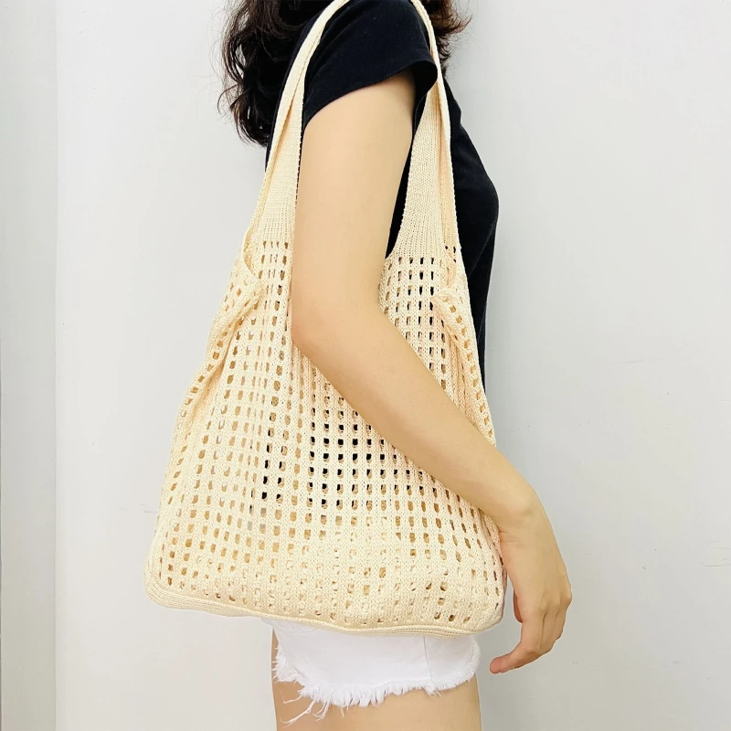 Knitted Tote Bag Handbags For Women Shoulder Bag Aesthetic Boho Casual Shopping Bags Book Storage Bag