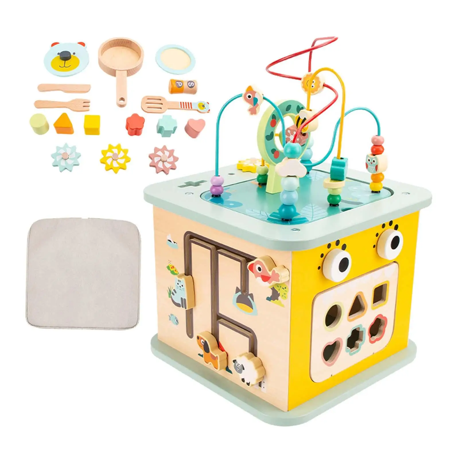 

Wooden Activity Cube Learning Toy Educational Toys for Toddlers Baby Boys